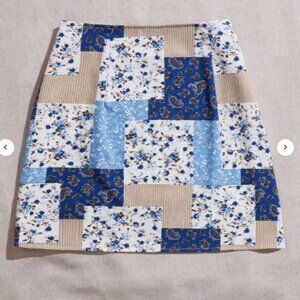 SHEIN - Patchwork Print Split Hem Skirt